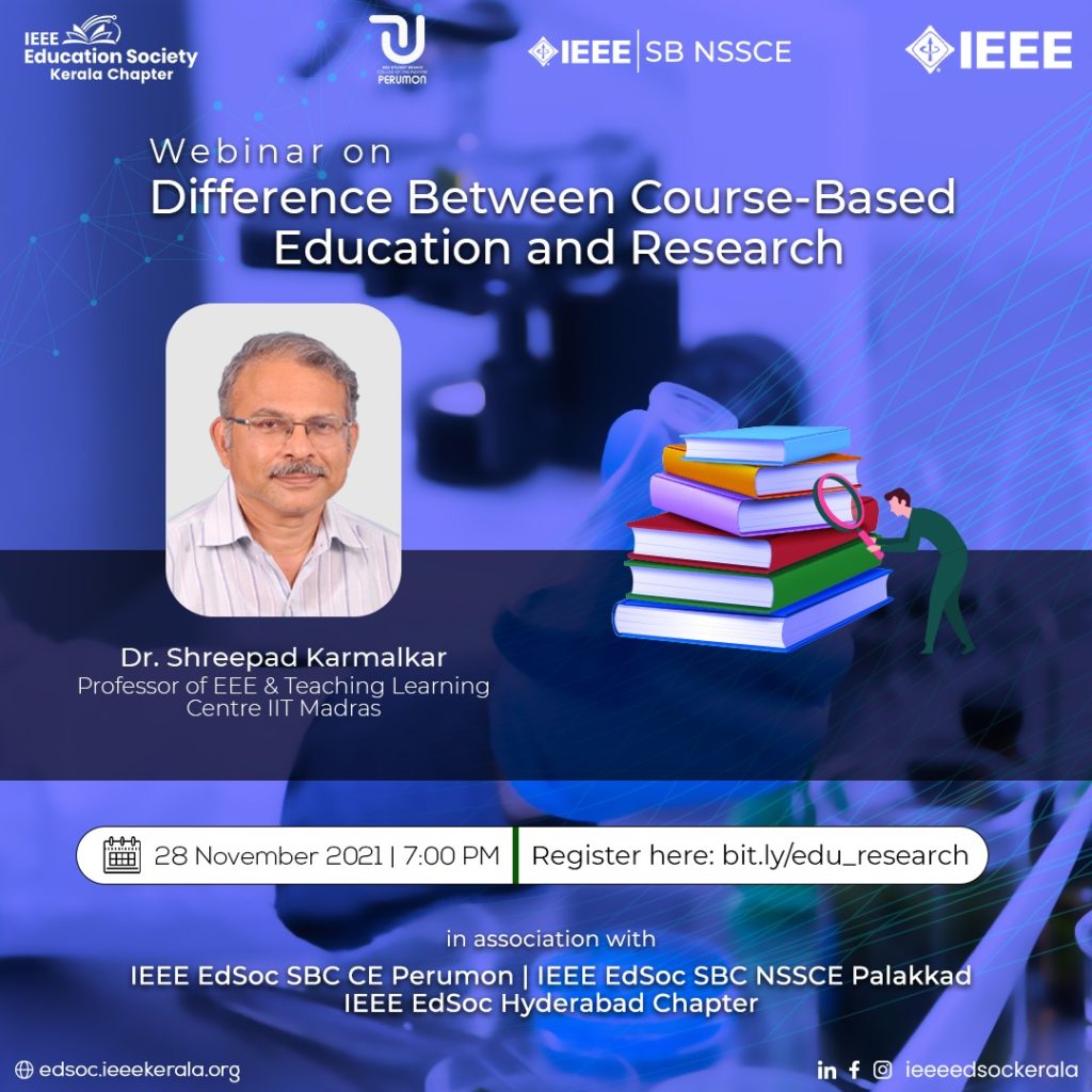 webinar on the topic ‘Difference Between Course-Based Education and Research’